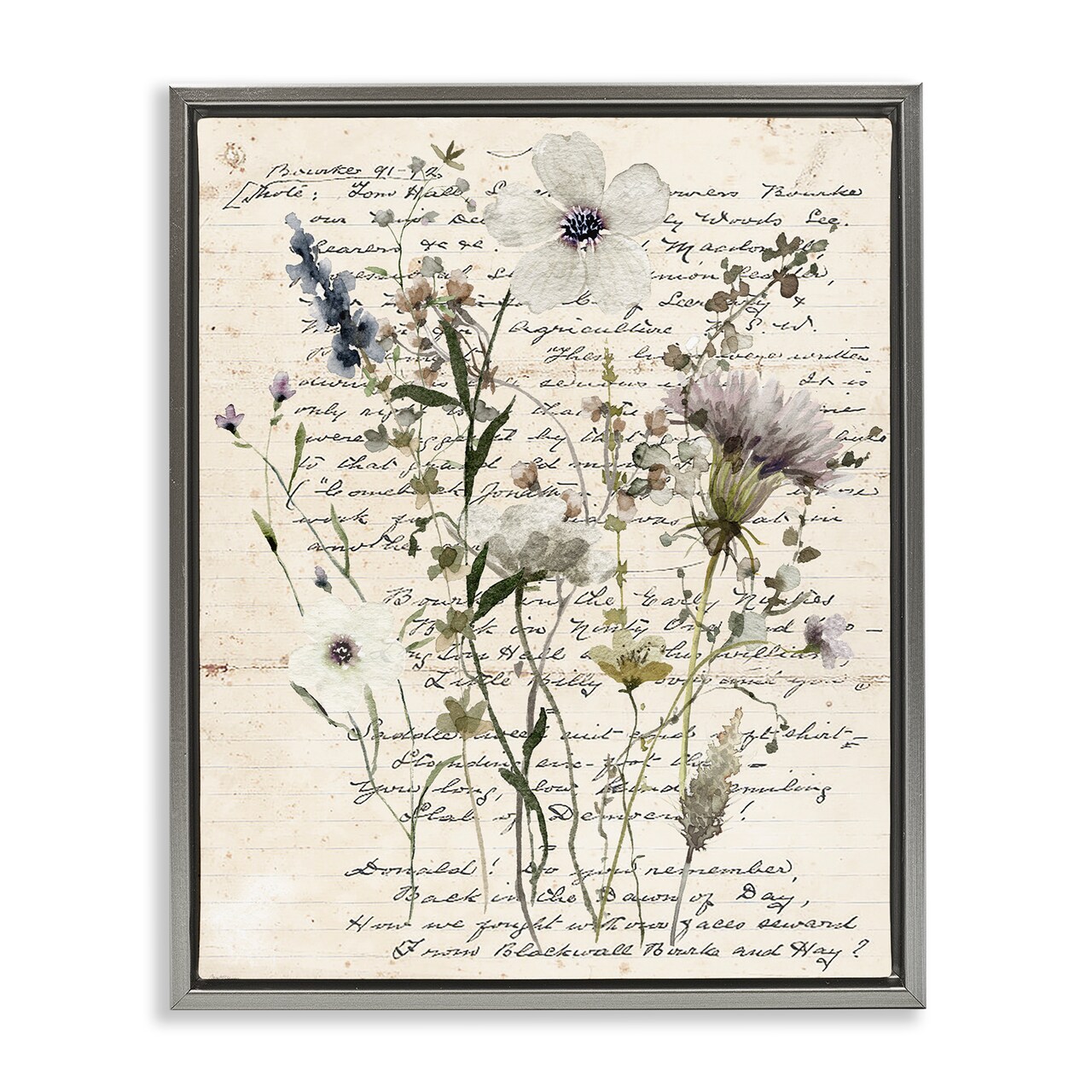 Stupell Industries Pressed Flowers on Page Floater Framed Canvas Wall Art Design by Carol Robinson